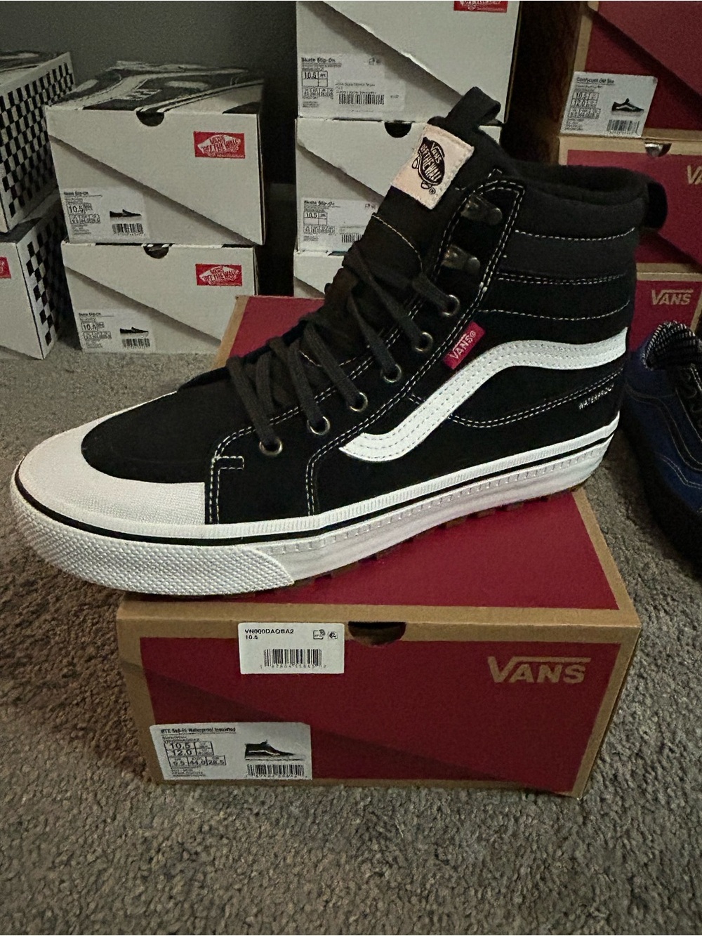 Vans Sk8-Hi MTE Black & White High-Top Winter Skate Sneaker 10.5 New!!